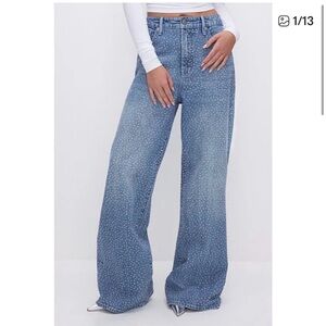NWT Good American Rhinestone Bling Wide Leg Jeans size 29 (size 8)